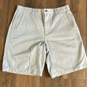 Mountain Khakis Teton Shorts Relaxed Fit Twill Light Grey Blue NWOT Size 32 x10